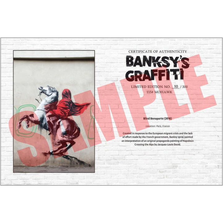 Blind Bonapart, a Sample of the COA that comes along with their respective print of Banksy's Graffiti Homekor