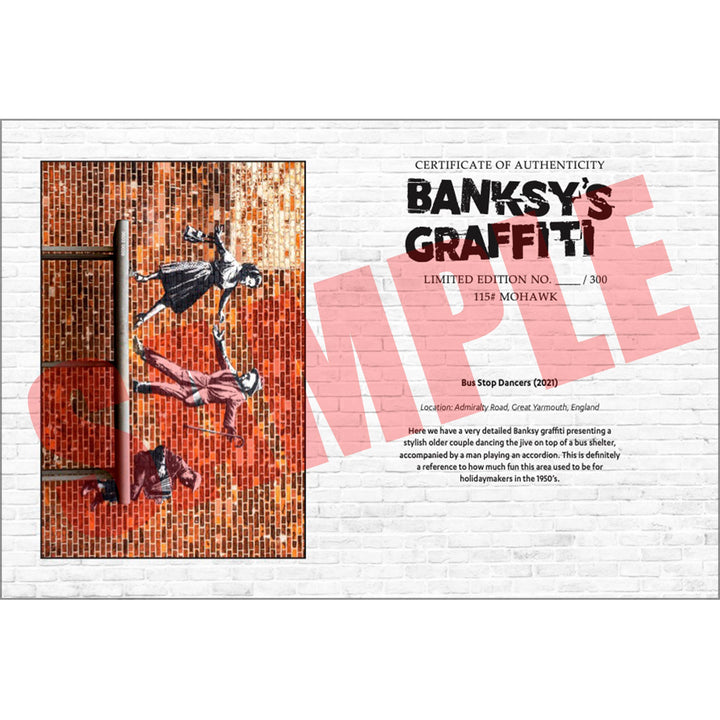 Bus Stop Dancers, a Sample of the COA that comes along with their respective print of Banksy's Graffiti Homekor