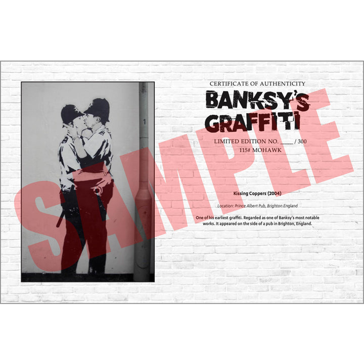 Kissing Coppers, a Sample of the COA that comes along with their respective print of Banksy's Graffiti Homekor