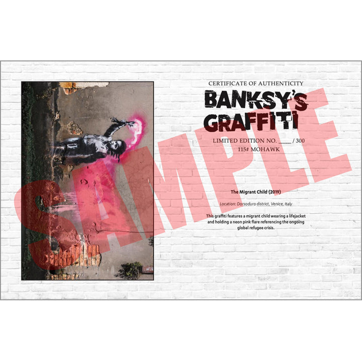 The Migrant Child, a Sample of the COA that comes along with their respective print of Banksy's Graffiti Homekor