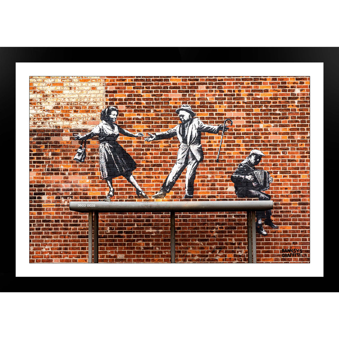 Bus Stop Dancers, a framed print of Banksy's Graffiti-Homekor