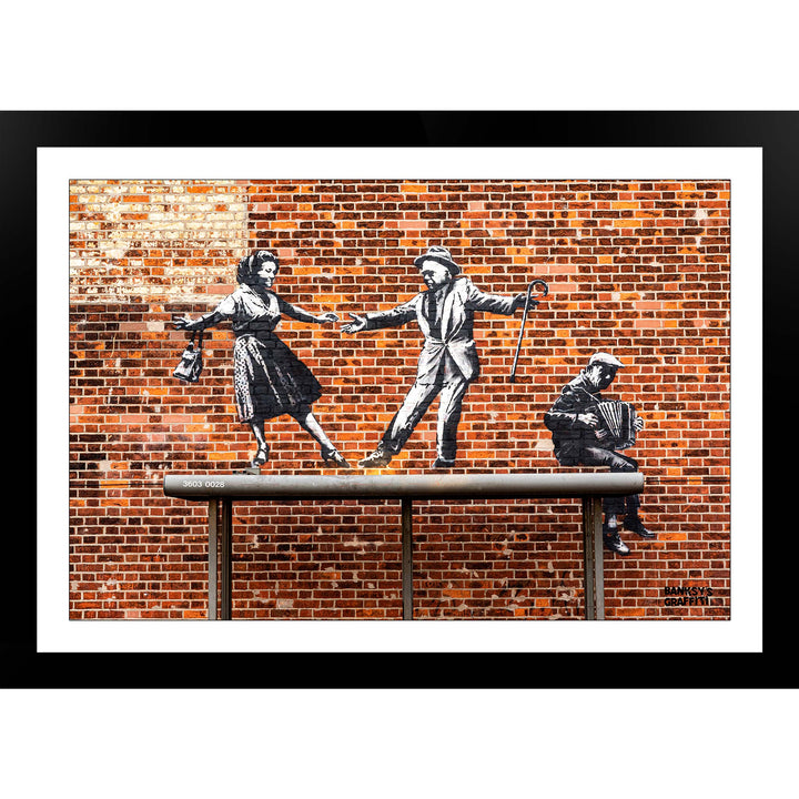 Bus Stop Dancers, a framed print of Banksy's Graffiti-Homekor