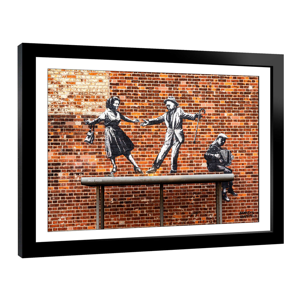 Bus Stop Dancers, a framed print of Banksy's Graffiti-Homekor