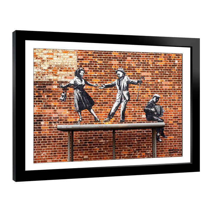 Bus Stop Dancers, a framed print of Banksy's Graffiti-Homekor