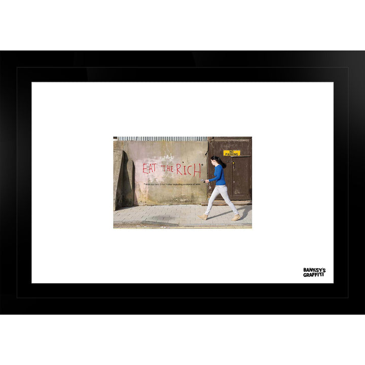 Eat the Rich, a framed print of Banksy's Graffiti-Homekor