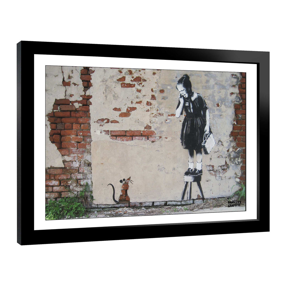 Girl on a Stool, a framed print of Banksy's Graffiti-Homekor