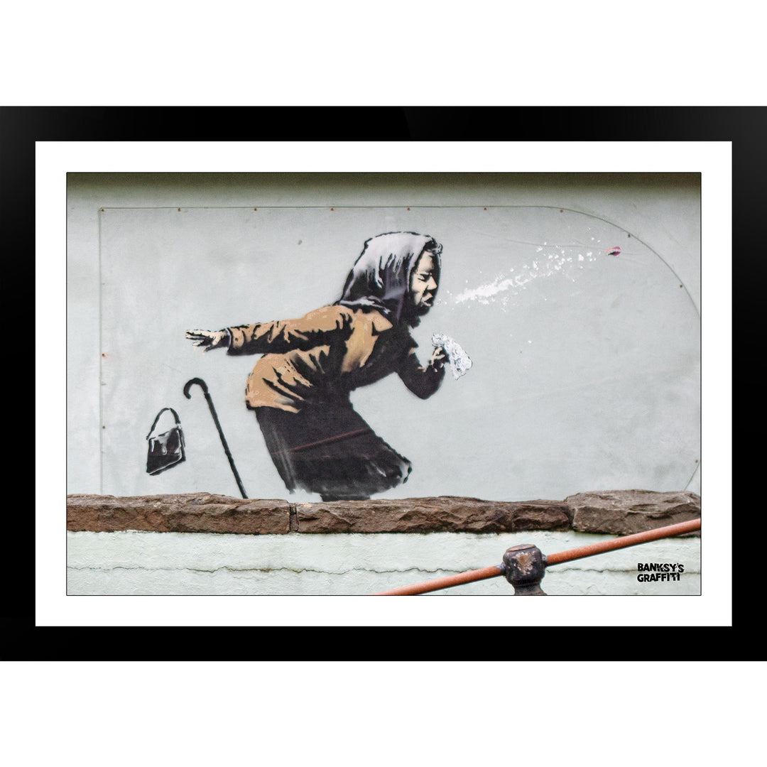 Achoo, a framed print of Banksy's Graffiti-Homekor