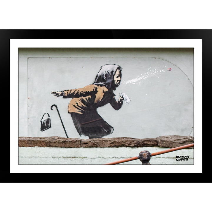 Achoo, a framed print of Banksy's Graffiti-Homekor