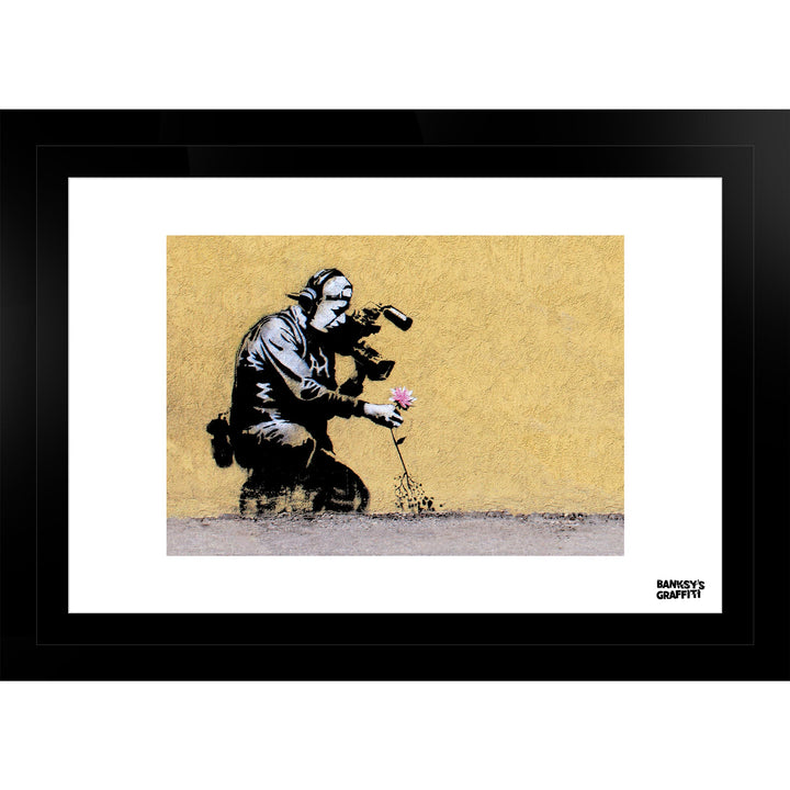 Flower Puller, a framed print of Banksy's Graffiti-Homekor