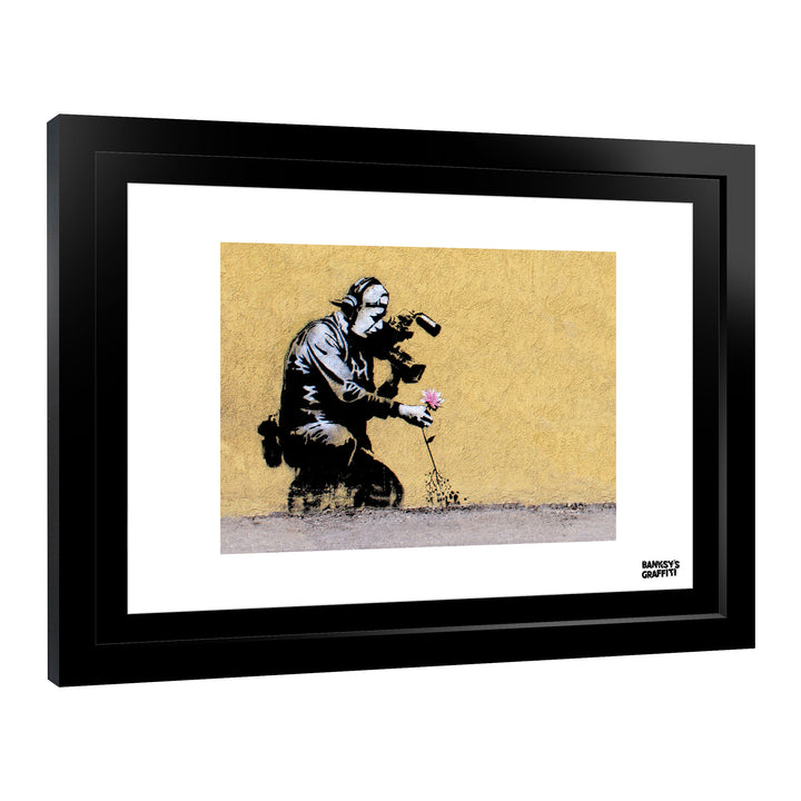 Flower Puller, a framed print of Banksy's Graffiti-Homekor