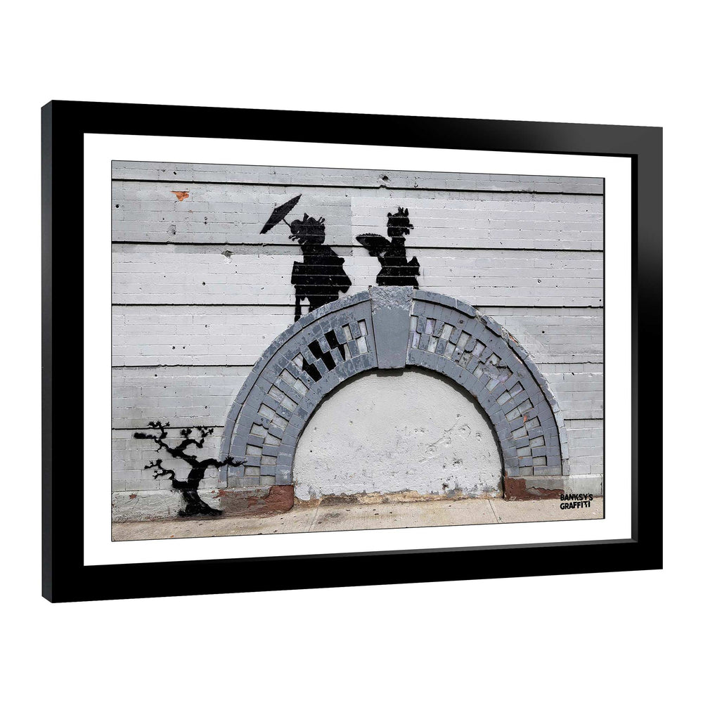 Japanese Ladies, a framed print of Banksy's Graffiti-Homekor