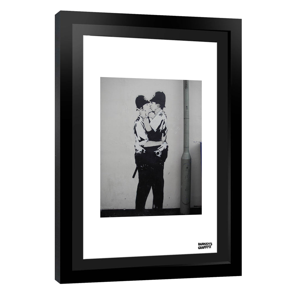 Kissing Coppers, a framed print of Banksy's Graffiti-Homekor