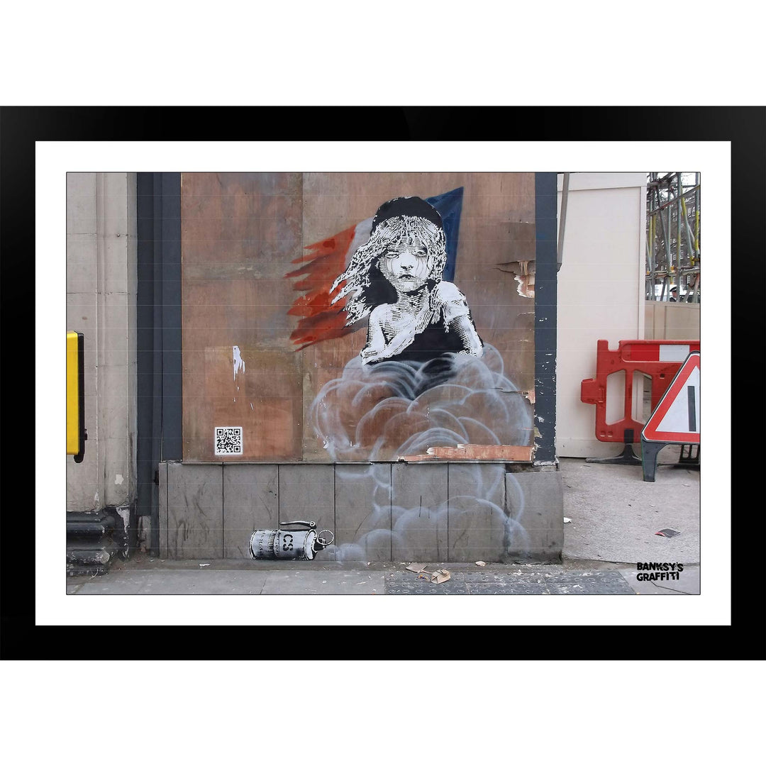 Les MIz, a framed print of Banksy's Graffiti-Homekor