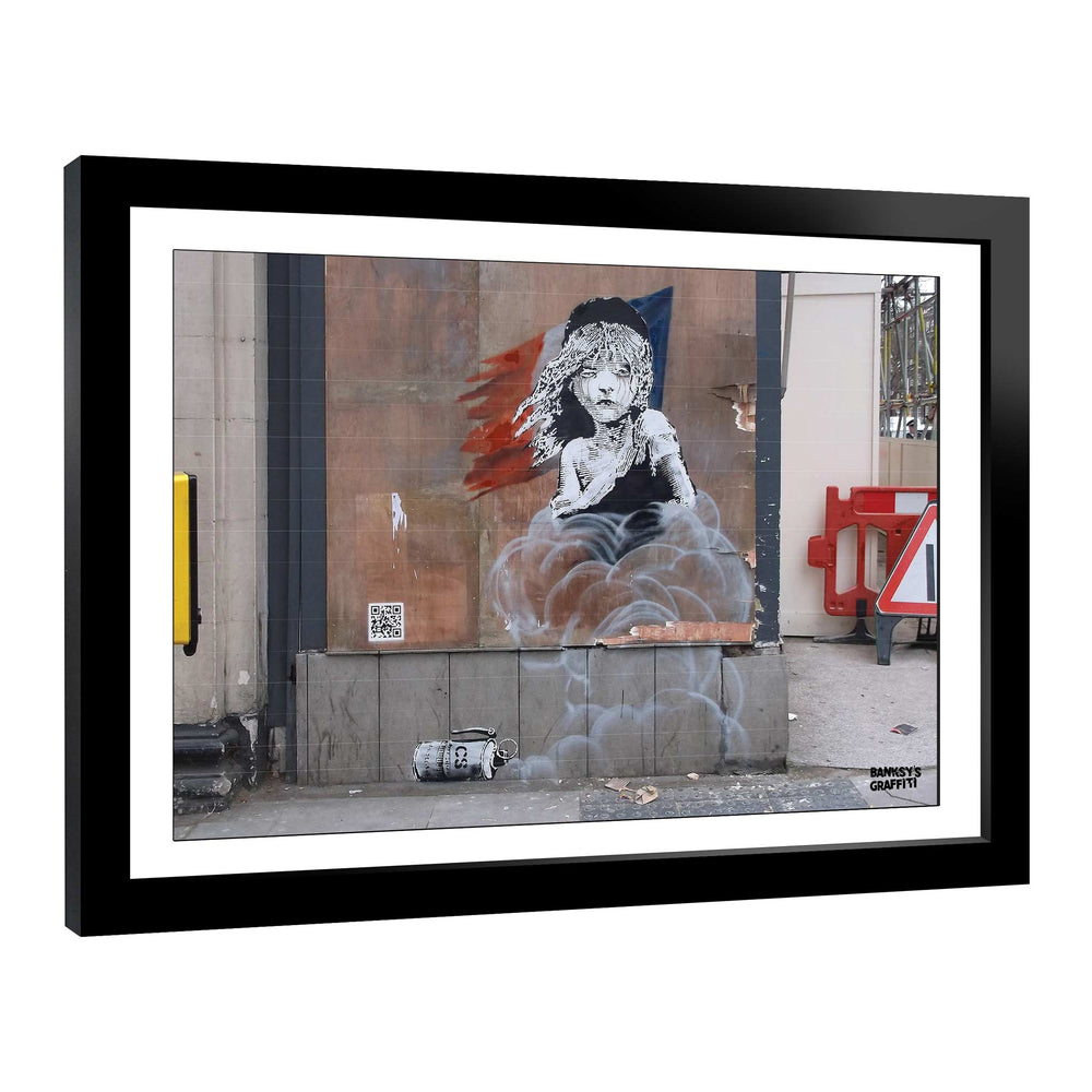Les MIz, a framed print of Banksy's Graffiti-Homekor