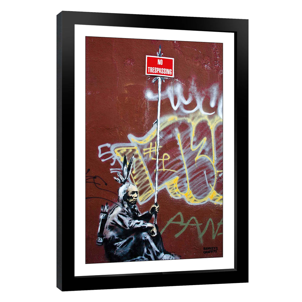 No Trespassing, a framed print of Banksy's Graffiti-Homekor