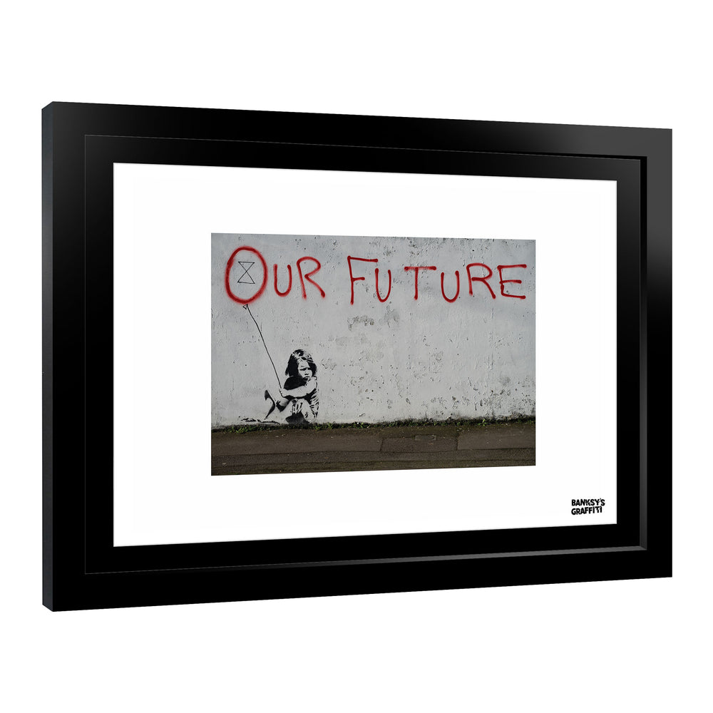 Our Future, a framed print of Banksy's Graffiti-Homekor