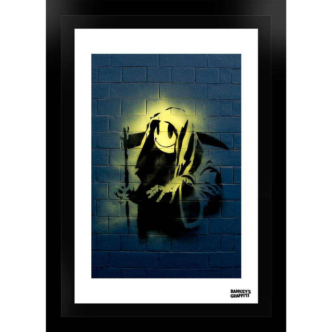 The Grin Reaper, a framed print of Banksy's Graffiti-Homekor