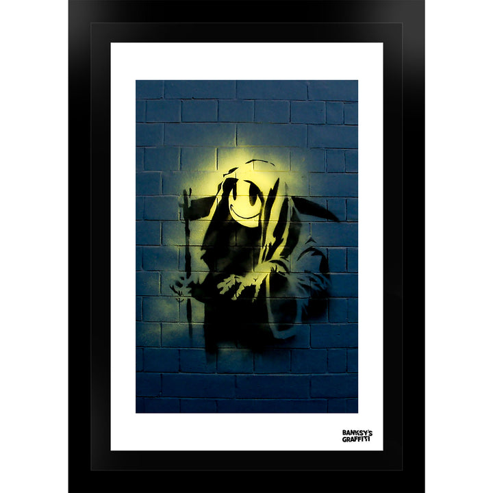 The Grin Reaper, a framed print of Banksy's Graffiti-Homekor