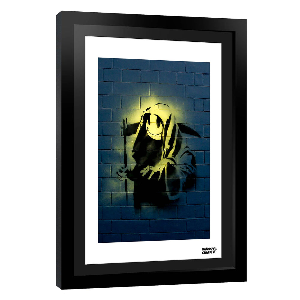 The Grin Reaper, a framed print of Banksy's Graffiti-Homekor