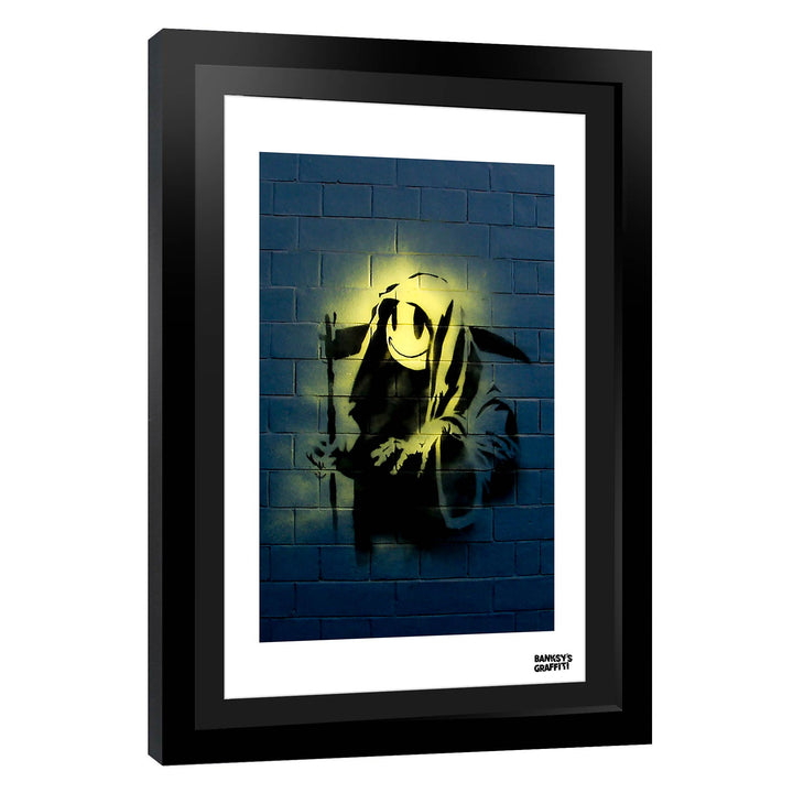 The Grin Reaper, a framed print of Banksy's Graffiti-Homekor