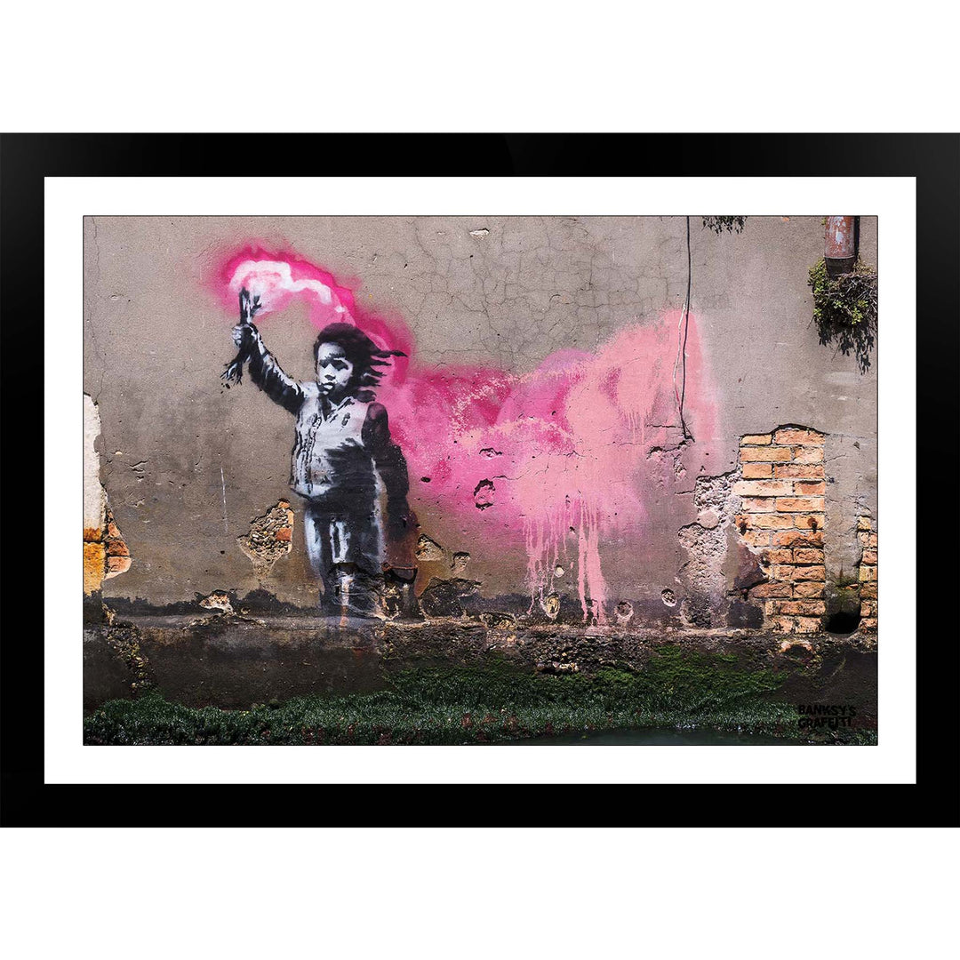The Migrant Child, a framed print of Banksy's Graffiti-Homekor