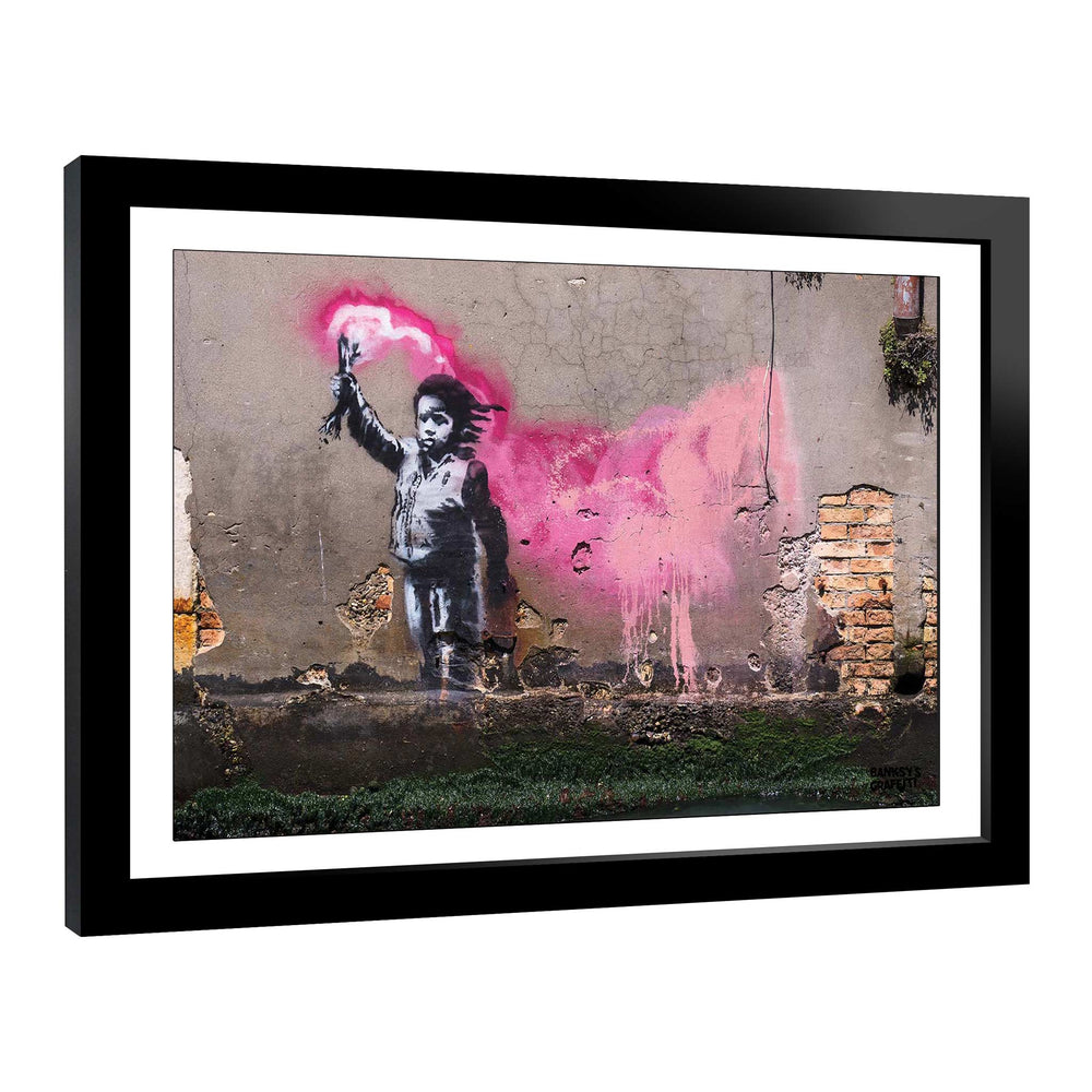 The Migrant Child, a framed print of Banksy's Graffiti-Homekor