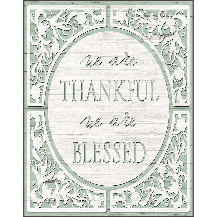 Framed wall art; reads: We are thankful we are blessed.