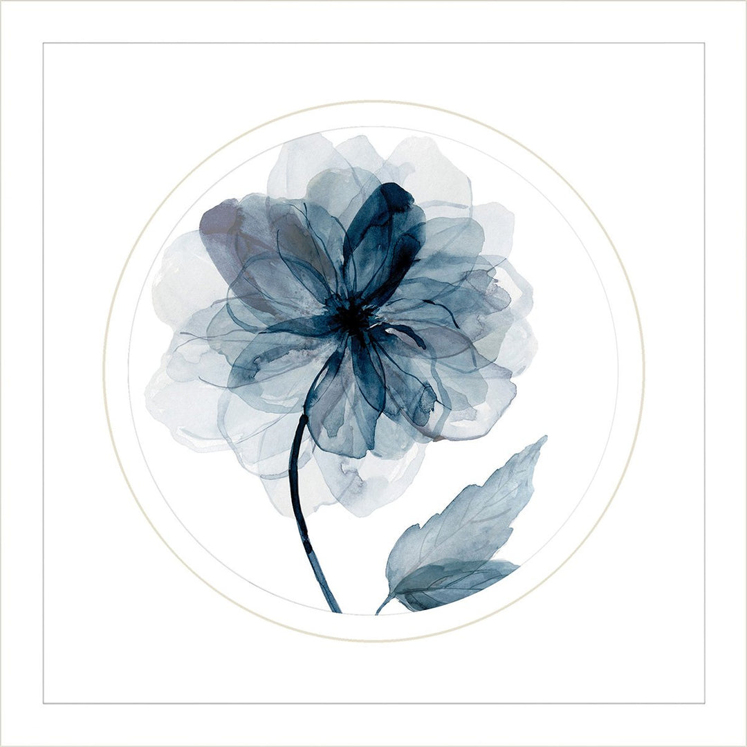 Indigo colored flower wall art.