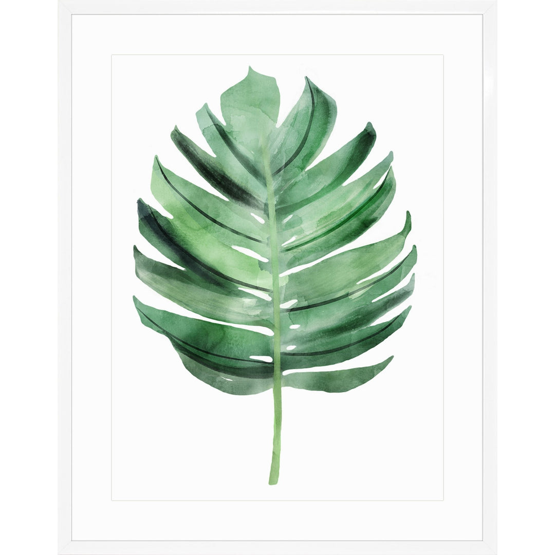 Tropical green palm leaf wall art.