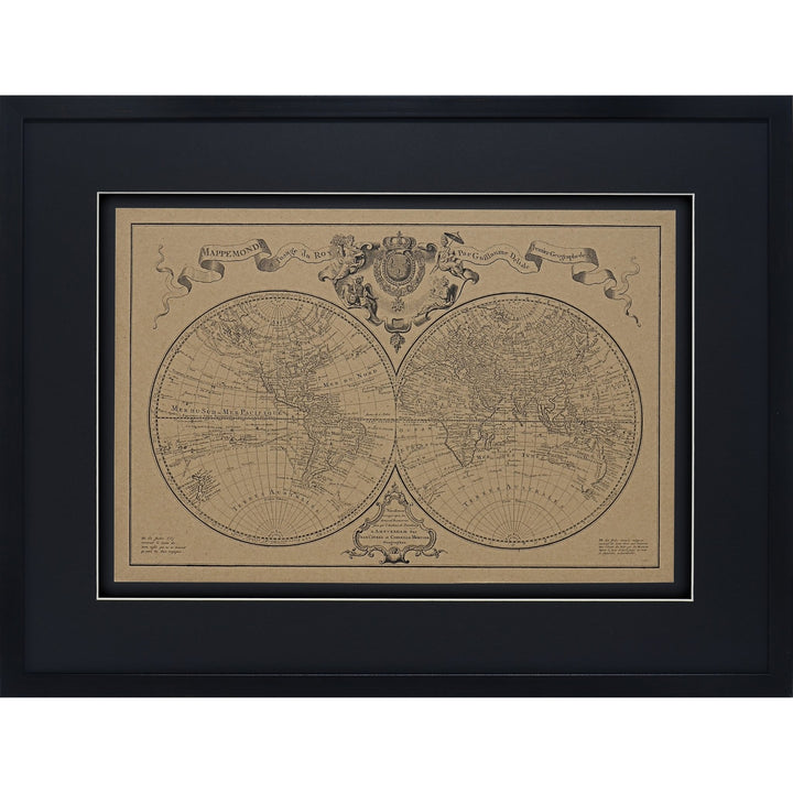Kraft Paper Vintage World Map Framed Art.