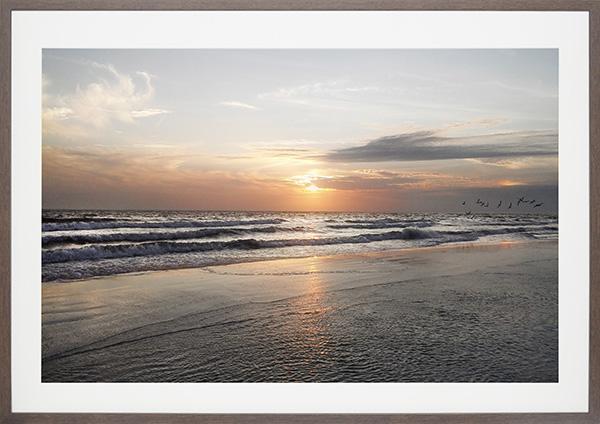 Beach sand with sunset, wall art.