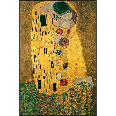 Framed wall art print picturing the Kiss - a painting by Gustav Klimt
