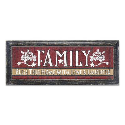 Family Wall Art Sign Red Colored Print