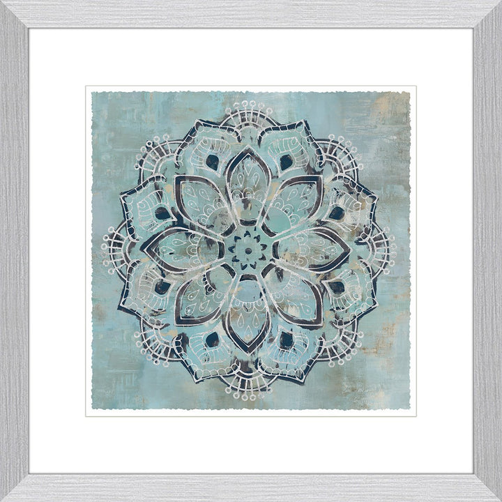 Geometric turquoise decorative design wall art print.