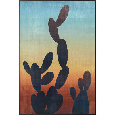 Cactuses with colorful background. Framed wall art.