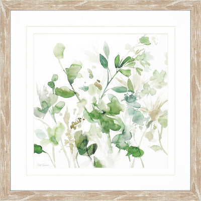 Green plant and flower watercolor painting.