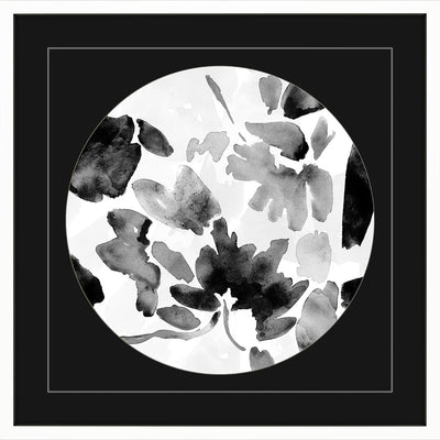 Black and white watercolor art of flowers.