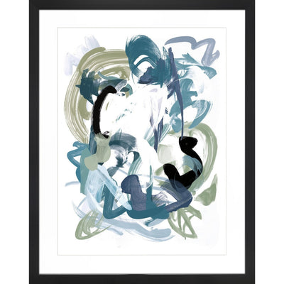 Abstract wall art with black frame.