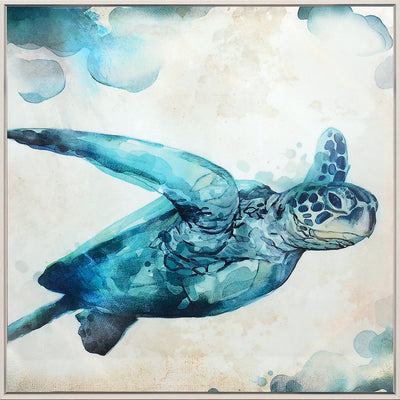 Blue sea turtle wall art.