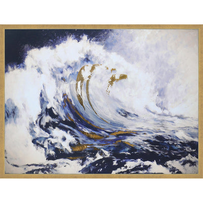 Wall art framed print featuring a blue ocean wave.
